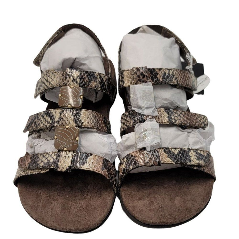 Vionic Snake Print Wrap Slide Sandals Womens Size 7 Orthopedic Comfort